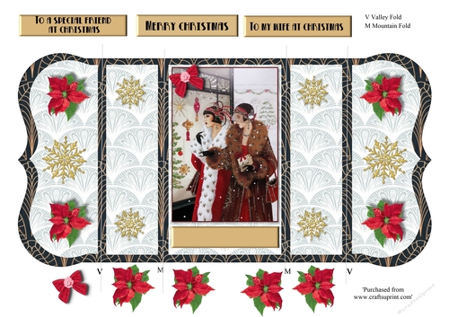 Art deco female pop out Christmas card