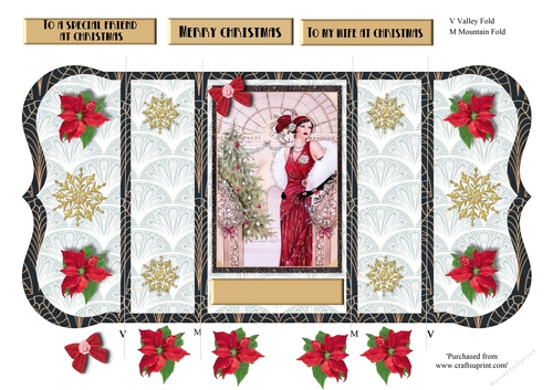 Art deco female pop out Christmas card