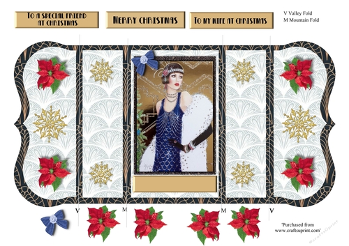 Art deco female pop out Christmas card