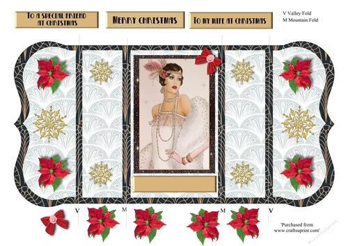 Art deco female pop out Christmas card