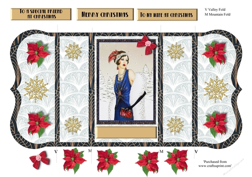 Art deco female pop out Christmas card