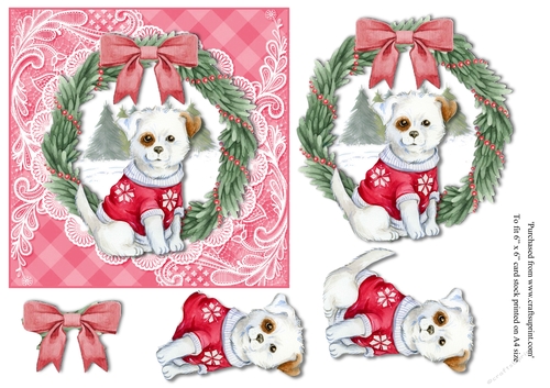 Cosy Puppy in jumper topper for 6x6 card