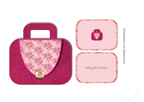 Pink handbag with floral flap and metal clasp mini kit