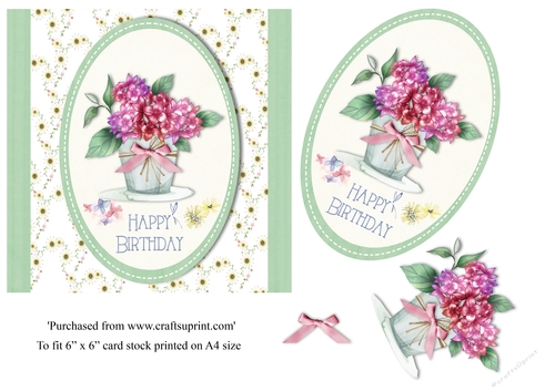Pretty bouquet of flowers birthday card topper for 6x6 card