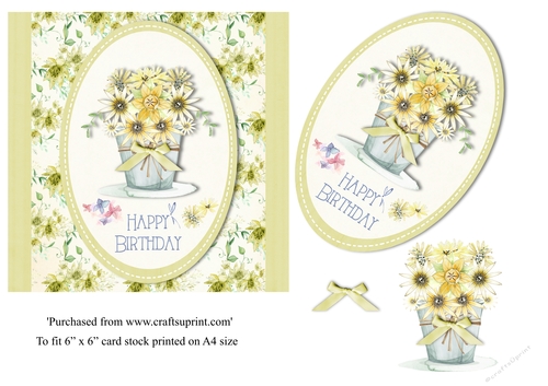 Pretty bouquet of daisies birthday card topper for 6x6 card