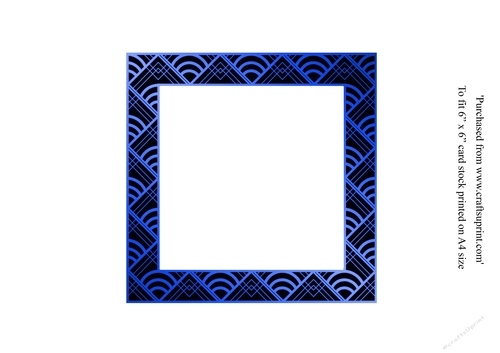  Insert for Art Deco couple Christmas card topper for 6x6 card in blue
