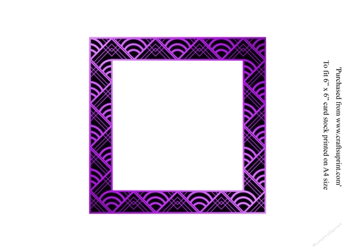  Insert for Art Deco Dancing couple Christmas card topper for 6x6 card in purple