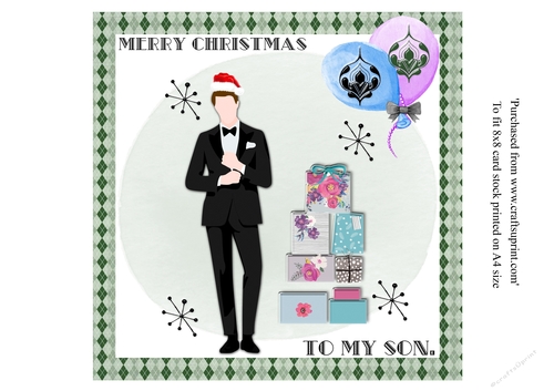 Well dressed son christmas card mini kit for 8x8 card with insert.