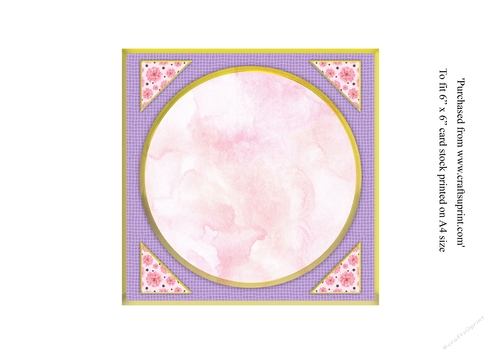 Pastel purple and white lillies in vase insert for topper for 6x6 card