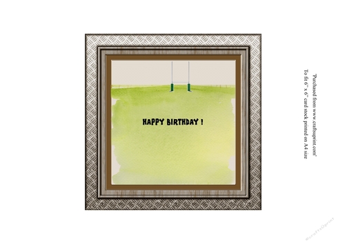 Insert for rugby shirt themed birthday card 6x6 toppers