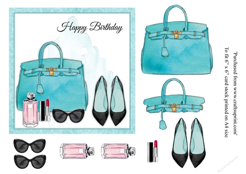 Breakfast at Tiffanys inspired flower and perfume card topper for 6x6 card