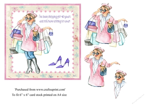 Funny female birthday card toppers for 6x6 card