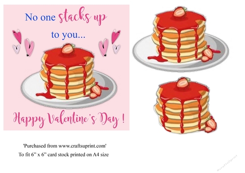 Pancake themed Valentine topper for 6x6 card 