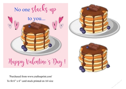 Pancake themed Valentine topper for 6x6 card 