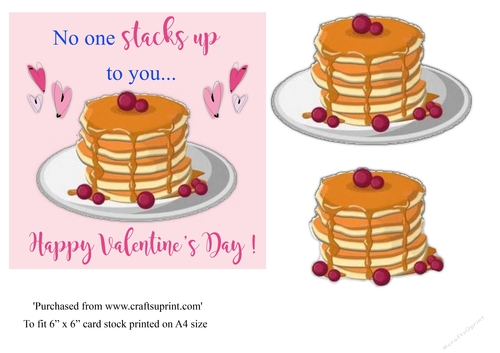 Pancake themed Valentine topper for 6x6 card 