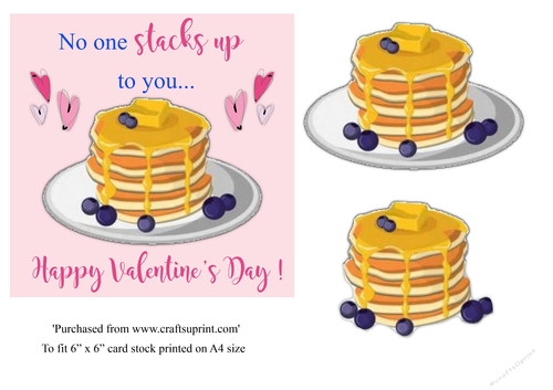 Pancake themed Valentine topper for 6x6 card 