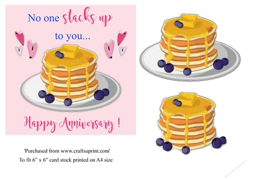 Pancake themed Anniversary topper for 6x6 card 