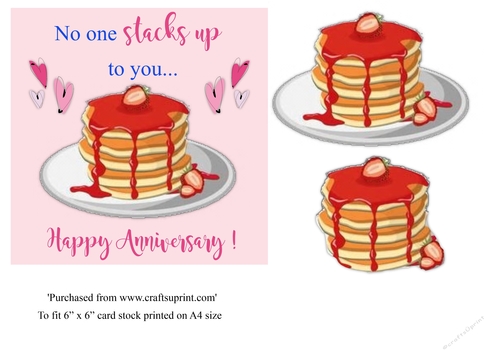 Pancake themed Anniversary topper for 6x6 card 