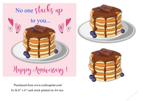 Pancake themed Anniversary topper for 6x6 card 