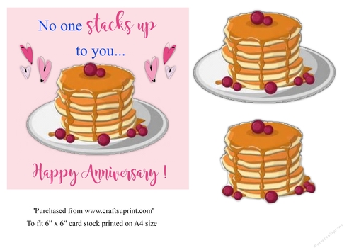 Pancake themed Anniversary topper for 6x6 card 