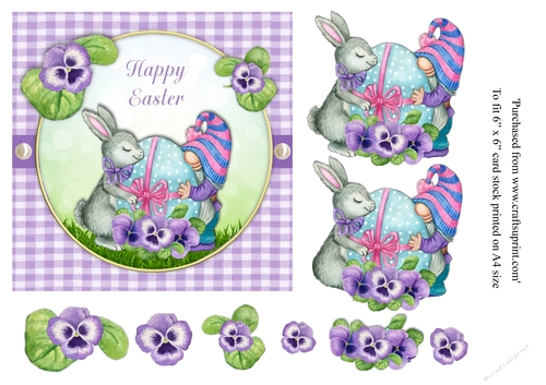 Easter bunny and Gnome card topper for 6x6 card