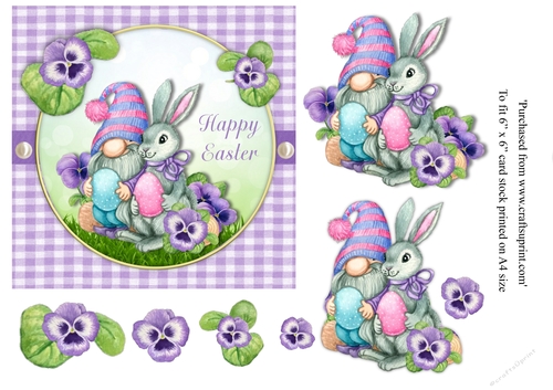 Easter bunny and Gnome card topper for 6x6 card