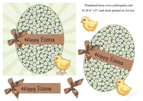 Easter Egg card with chick  card topper for 6x6 card