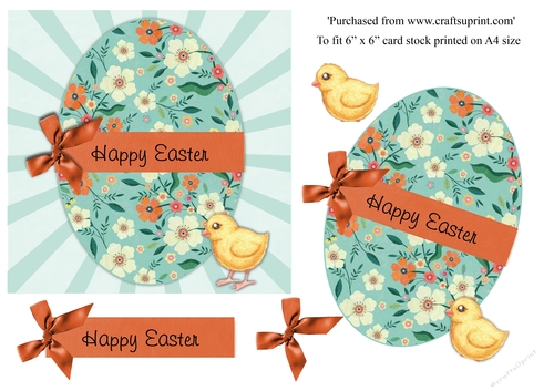 Easter Egg card with chick  card topper for 6x6 card