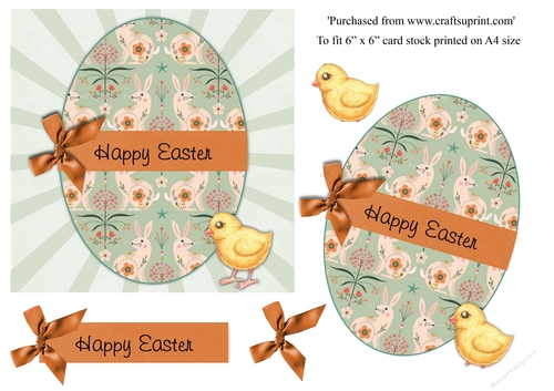 Easter Egg card with chick  card topper for 6x6 card
