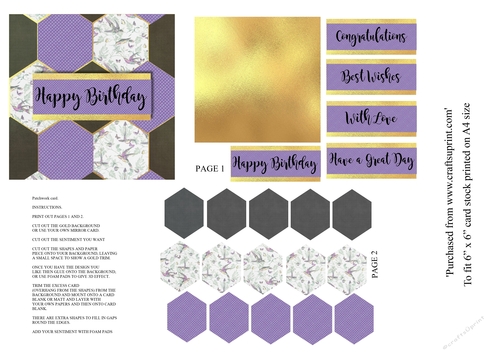 Patchwork card  with paper piecing for your own design topper for 6x6 card