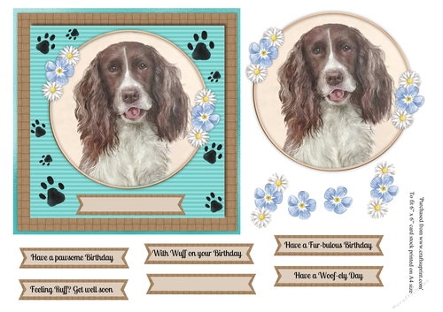 Cute Springer Spaniel dog topper for 6x6 card