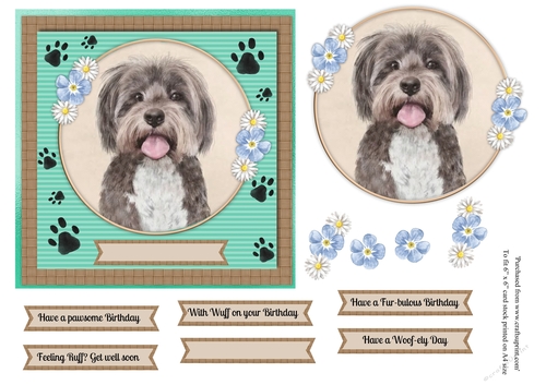 Cute Shih Tzu dog topper for 6x6 card