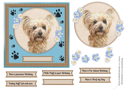 Cute Yorkshire terrier dog topper for 6x6 card