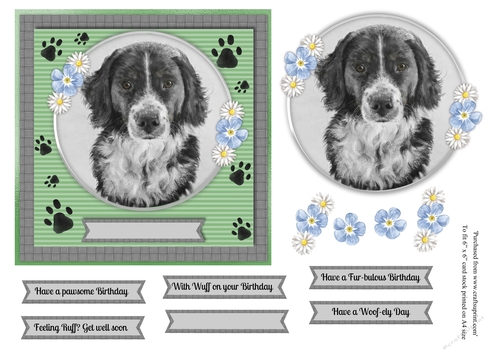 Cute Spaniel dog topper for 6x6 card