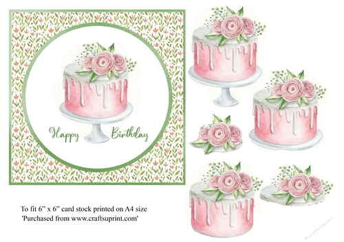Birthday cake topper for 6x6 card