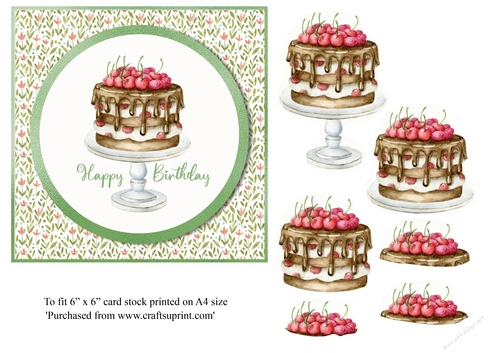 Birthday cake topper for 6x6 card