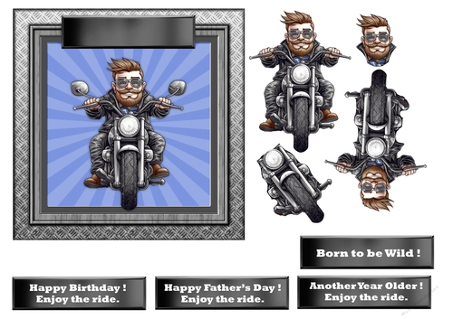 #1 Biker Birthday or Fathers Day card topper for 6x6 card