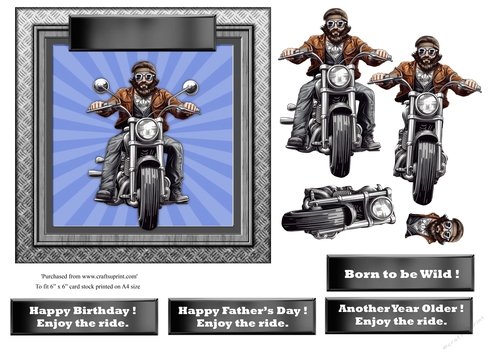 #2 Biker Birthday or Fathers Day card topper for 6x6 card