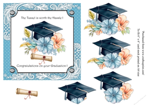 Floral Graduation card topper for 6x6 card