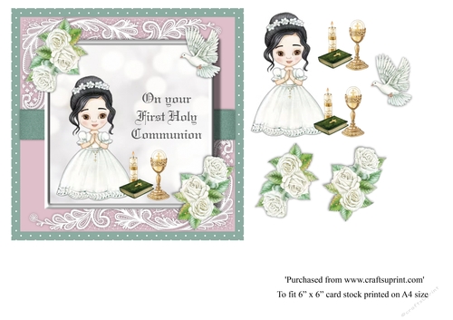#1 Cute First Holy Communion celebration topper for 6x6 card