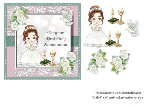 #2 Cute First Holy Communion celebration topper for 6x6 card