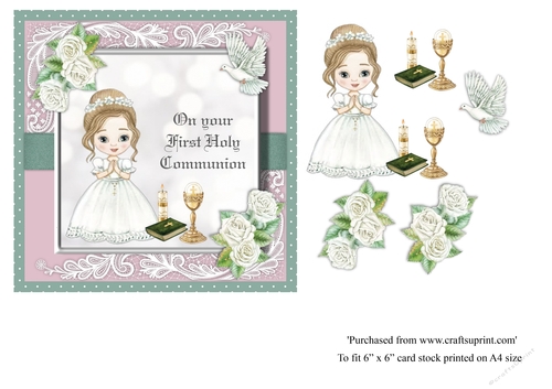 #3 Cute First Holy Communion celebration topper for 6x6 card