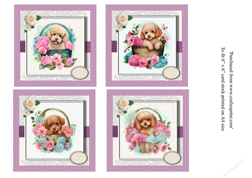 Cute Poodle dog card topper kit for 6x6 cards