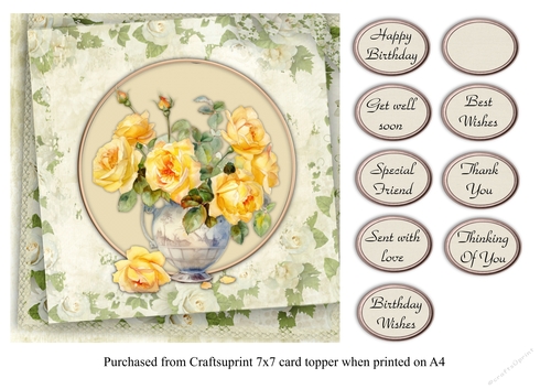 #3 Vintage Roses quick card topper for 7x7 card with various greeting tags
