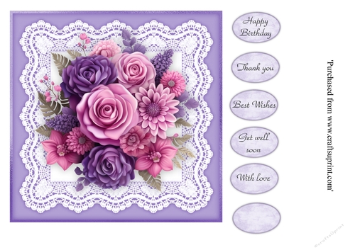 #2 Beautiful Purple floral card topper for 7x7 card