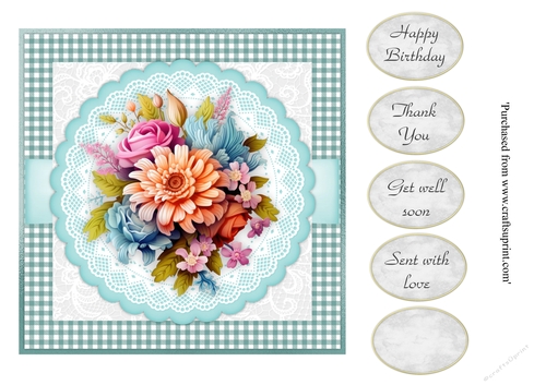 #1 Beautiful floral bouquet card topper for 7x7 card