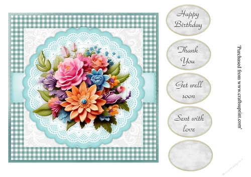 #2 Beautiful floral bouquet card topper for 7x7 card