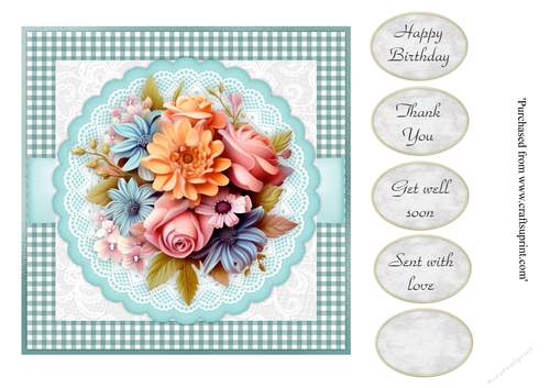 #4 Beautiful floral bouquet card topper for 7x7 card