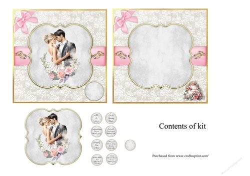 #1 Bride & Groom Wedding card topper for 7x7 card