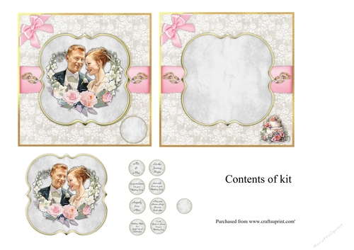 #2 Bride & Groom Wedding card topper for 7x7 card
